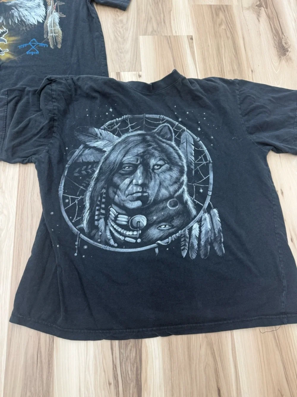 Liquid Blue Black Graphic Tees with Eagle & Native Portrait P5